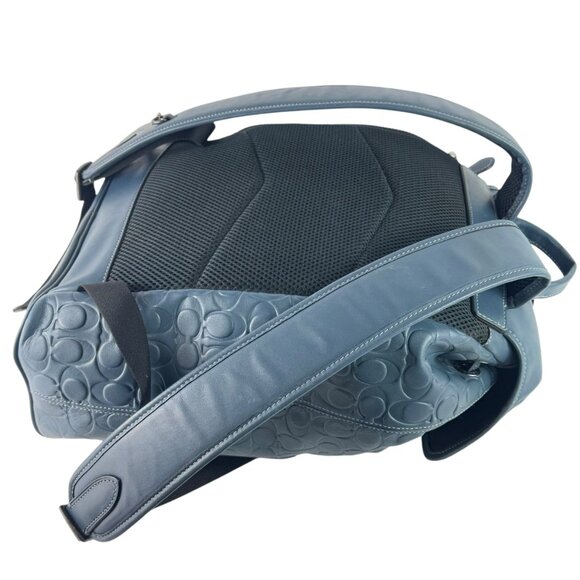 COACH Sky Blue Signature Leather Sullivan Unisex Drawstring Backpack - Picture 10 of 13